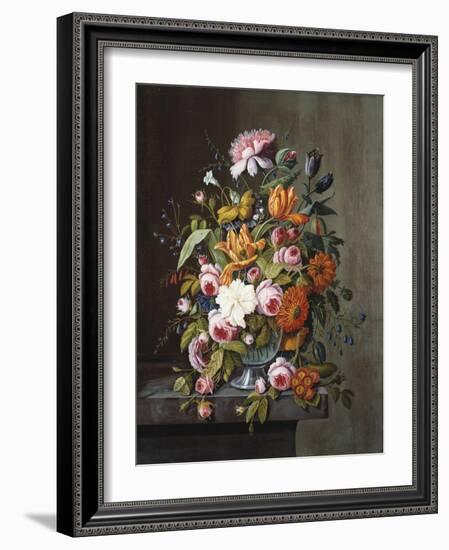 Summer Flowers in a Glass Bowl-Frederic Edwin Church-Framed Giclee Print