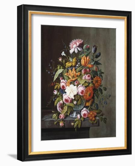 Summer Flowers in a Glass Bowl-Frederic Edwin Church-Framed Giclee Print