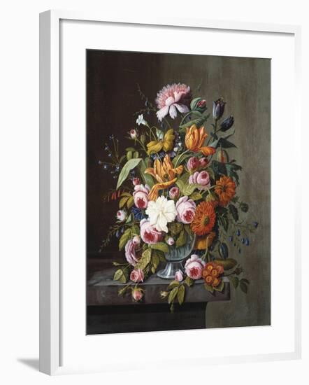 Summer Flowers in a Glass Bowl-Frederic Edwin Church-Framed Giclee Print