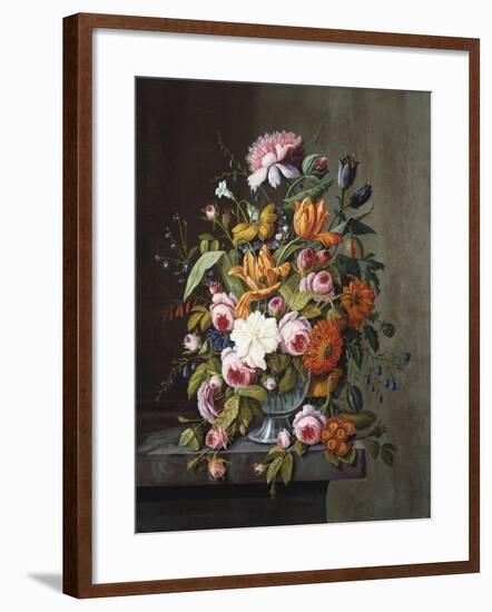 Summer Flowers in a Glass Bowl-Frederic Edwin Church-Framed Giclee Print