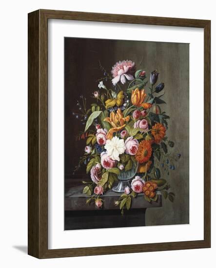 Summer Flowers in a Glass Bowl-Frederic Edwin Church-Framed Giclee Print