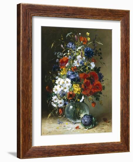 Summer Flowers in a Glass Vase-Eugene Henri Cauchois-Framed Giclee Print