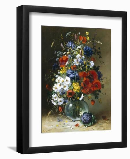 Summer Flowers in a Glass Vase-Eugene Henri Cauchois-Framed Giclee Print