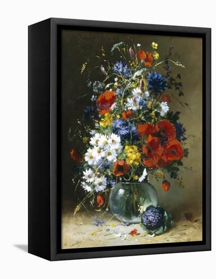 Summer Flowers in a Glass Vase-Eugene Henri Cauchois-Framed Premier Image Canvas