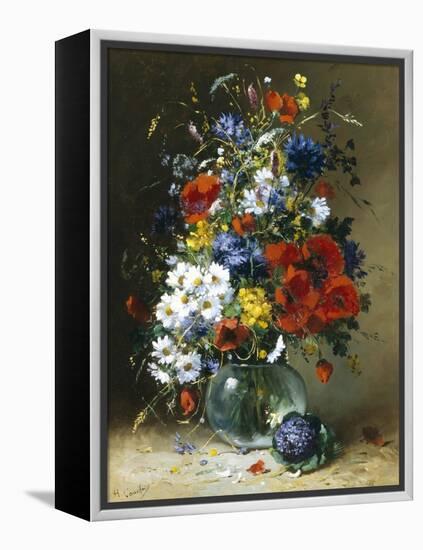 Summer Flowers in a Glass Vase-Eugene Henri Cauchois-Framed Premier Image Canvas