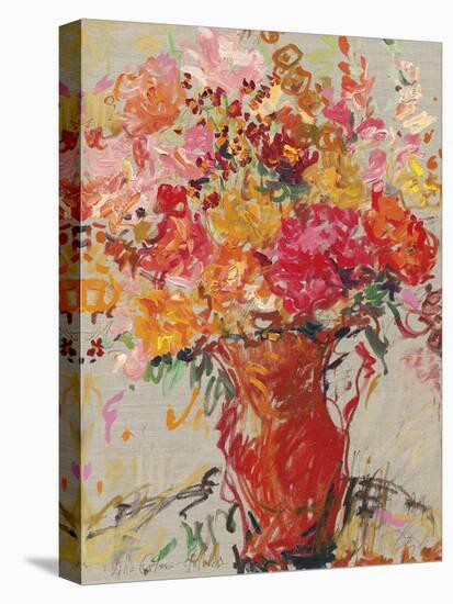 Summer Flowers in a Red Jug-Lilia Orlova Holmes-Framed Stretched Canvas