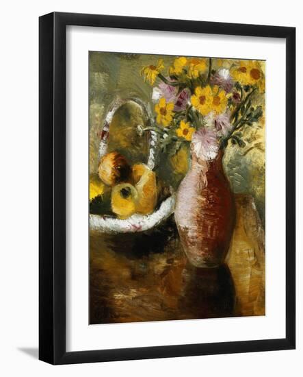 Summer Flowers in a Vase, (Oil on Canvas Laid on Board)-Paul Nash-Framed Giclee Print