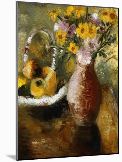 Summer Flowers in a Vase, (Oil on Canvas Laid on Board)-Paul Nash-Mounted Giclee Print