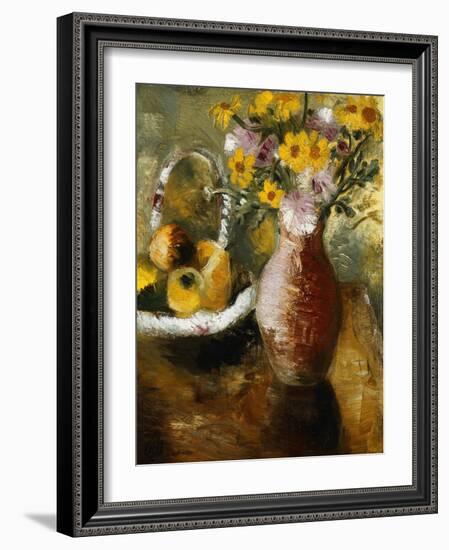 Summer Flowers in a Vase, (Oil on Canvas Laid on Board)-Paul Nash-Framed Giclee Print