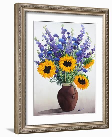 Summer Flowers in Brown Jug-Christopher Ryland-Framed Giclee Print