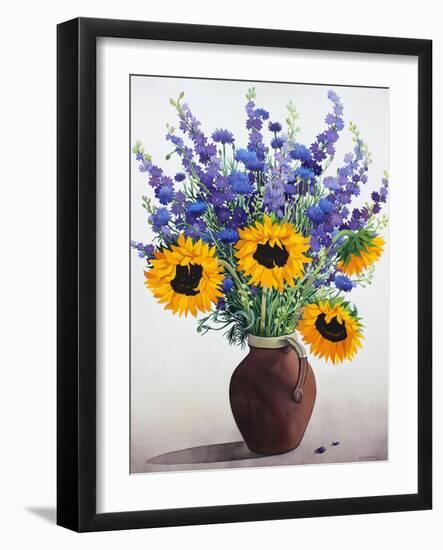 Summer Flowers in Brown Jug-Christopher Ryland-Framed Giclee Print