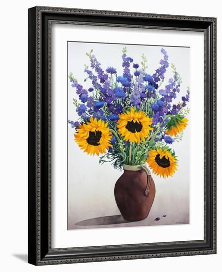 Summer Flowers in Brown Jug-Christopher Ryland-Framed Giclee Print