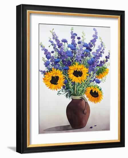 Summer Flowers in Brown Jug-Christopher Ryland-Framed Giclee Print