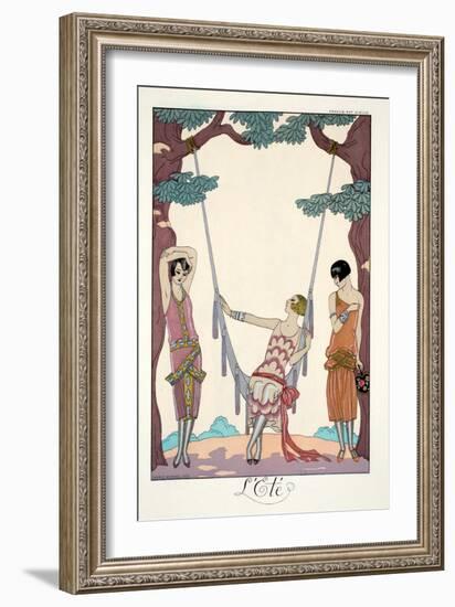 Summer, from 'Falbalas and Fanfreluches, Almanach des Modes Présentes, Passées et Futures', 1926-Georges Barbier-Framed Giclee Print