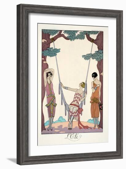 Summer, from 'Falbalas and Fanfreluches, Almanach des Modes Présentes, Passées et Futures', 1926-Georges Barbier-Framed Giclee Print