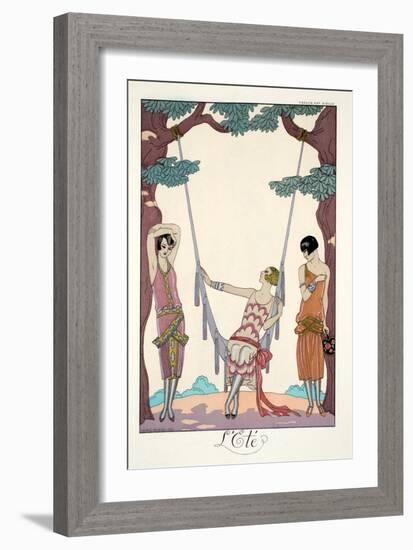 Summer, from 'Falbalas and Fanfreluches, Almanach des Modes Présentes, Passées et Futures', 1926-Georges Barbier-Framed Giclee Print