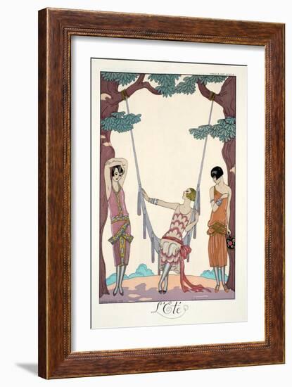 Summer, from 'Falbalas and Fanfreluches, Almanach des Modes Présentes, Passées et Futures', 1926-Georges Barbier-Framed Giclee Print