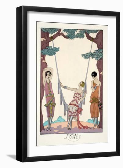 Summer, from 'Falbalas and Fanfreluches, Almanach des Modes Présentes, Passées et Futures', 1926-Georges Barbier-Framed Giclee Print