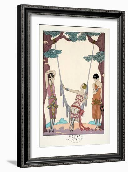 Summer, from 'Falbalas and Fanfreluches, Almanach des Modes Présentes, Passées et Futures', 1926-Georges Barbier-Framed Giclee Print