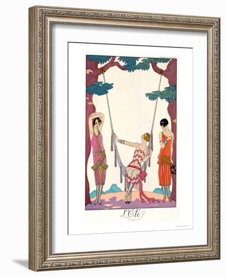 Summer, from "Gazette Du Bon Ton," 1925-Georges Barbier-Framed Giclee Print