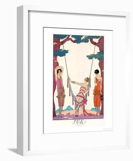 Summer, from "Gazette Du Bon Ton," 1925-Georges Barbier-Framed Giclee Print