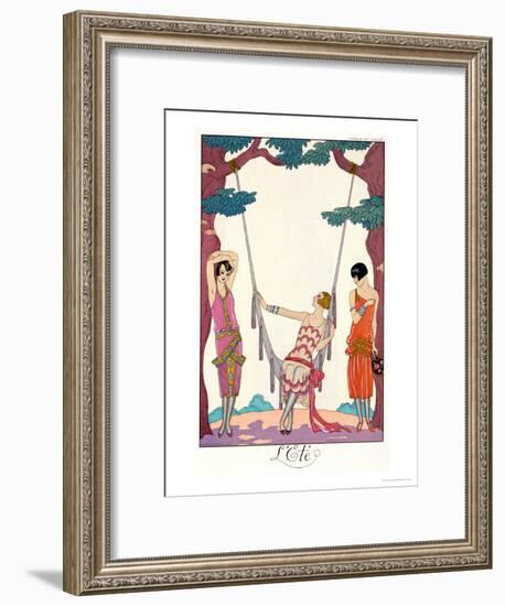 Summer, from "Gazette Du Bon Ton," 1925-Georges Barbier-Framed Giclee Print