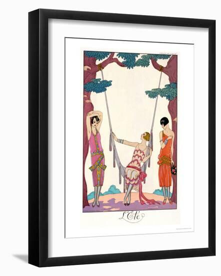 Summer, from "Gazette Du Bon Ton," 1925-Georges Barbier-Framed Giclee Print