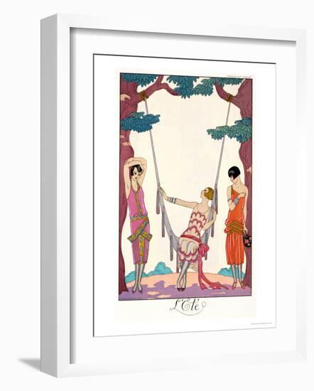 Summer, from "Gazette Du Bon Ton," 1925-Georges Barbier-Framed Giclee Print