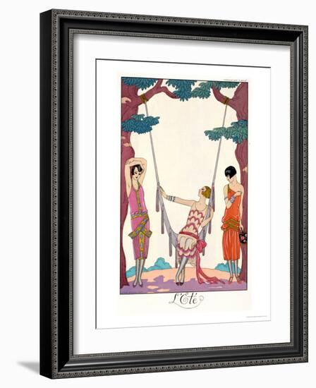 Summer, from "Gazette Du Bon Ton," 1925-Georges Barbier-Framed Giclee Print