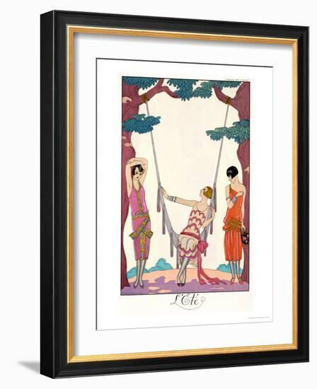 Summer, from "Gazette Du Bon Ton," 1925-Georges Barbier-Framed Giclee Print