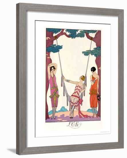 Summer, from "Gazette Du Bon Ton," 1925-Georges Barbier-Framed Giclee Print