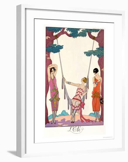 Summer, from "Gazette Du Bon Ton," 1925-Georges Barbier-Framed Giclee Print