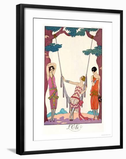 Summer, from "Gazette Du Bon Ton," 1925-Georges Barbier-Framed Giclee Print