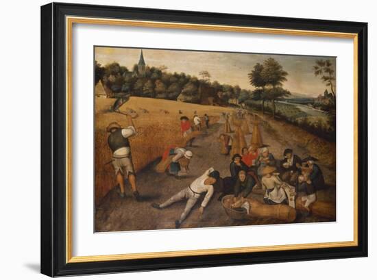 Summer: Harvesters Working and Eating in a Cornfield, 1624-Pieter Brueghel the Younger-Framed Giclee Print