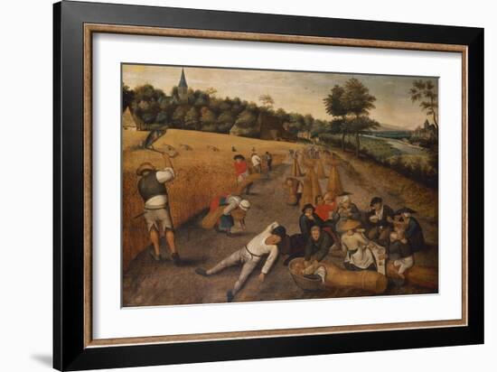 Summer: Harvesters Working and Eating in a Cornfield-Pieter Bruegel the Elder-Framed Giclee Print