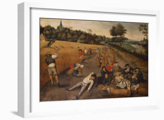 Summer: Harvesters Working and Eating in a Cornfield-Pieter Bruegel the Elder-Framed Giclee Print