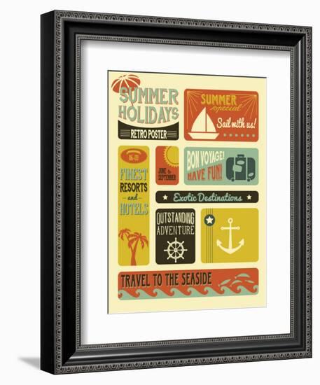 Summer Holidays Poster - Retro Style Summer Poster-LanaN.-Framed Art Print