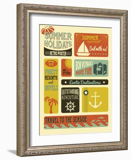 Summer Holidays Poster - Retro Style Summer Poster-LanaN.-Framed Art Print