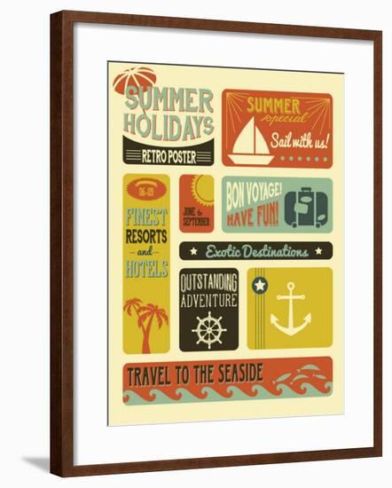 Summer Holidays Poster - Retro Style Summer Poster-LanaN.-Framed Art Print