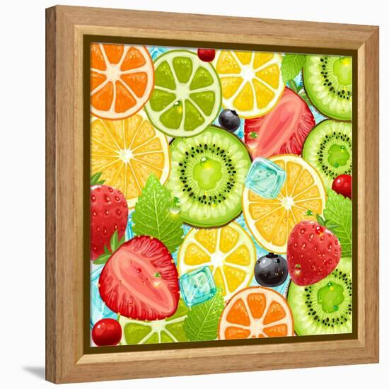 Summer Holidays Set With Cocktail Fruits And Berries-Ozerina Anna-Framed Stretched Canvas