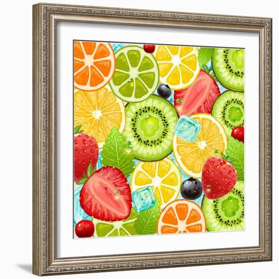 Summer Holidays Set With Cocktail Fruits And Berries-Ozerina Anna-Framed Art Print