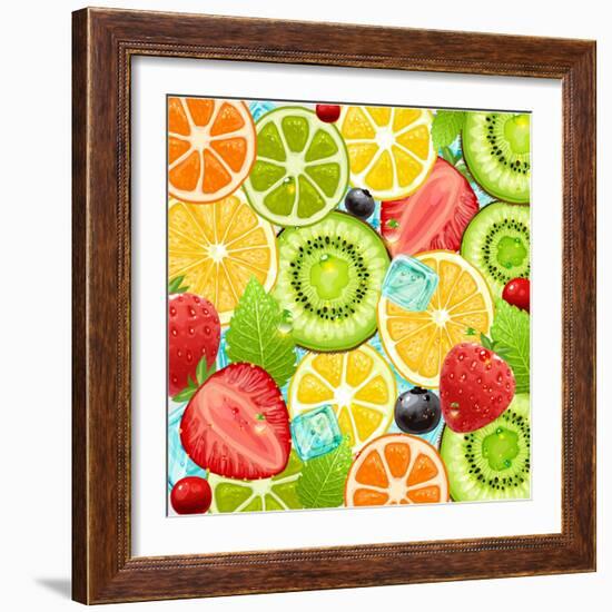 Summer Holidays Set With Cocktail Fruits And Berries-Ozerina Anna-Framed Art Print