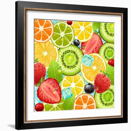 Summer Holidays Set With Cocktail Fruits And Berries-Ozerina Anna-Framed Art Print