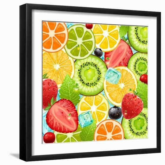 Summer Holidays Set With Cocktail Fruits And Berries-Ozerina Anna-Framed Art Print