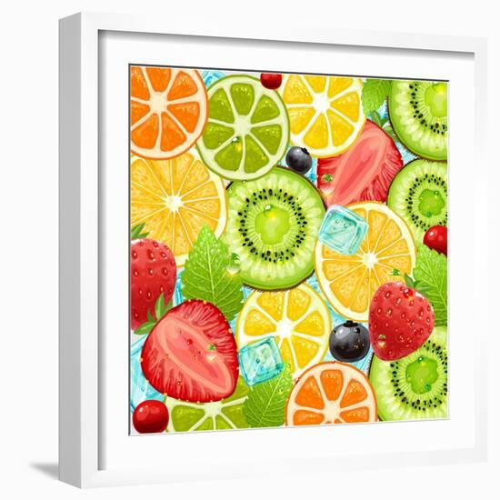 Summer Holidays Set With Cocktail Fruits And Berries-Ozerina Anna-Framed Art Print