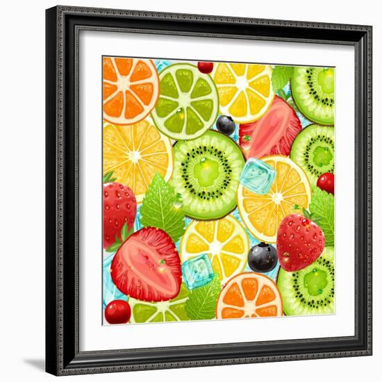 Summer Holidays Set With Cocktail Fruits And Berries-Ozerina Anna-Framed Art Print