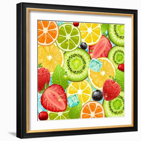 Summer Holidays Set With Cocktail Fruits And Berries-Ozerina Anna-Framed Art Print