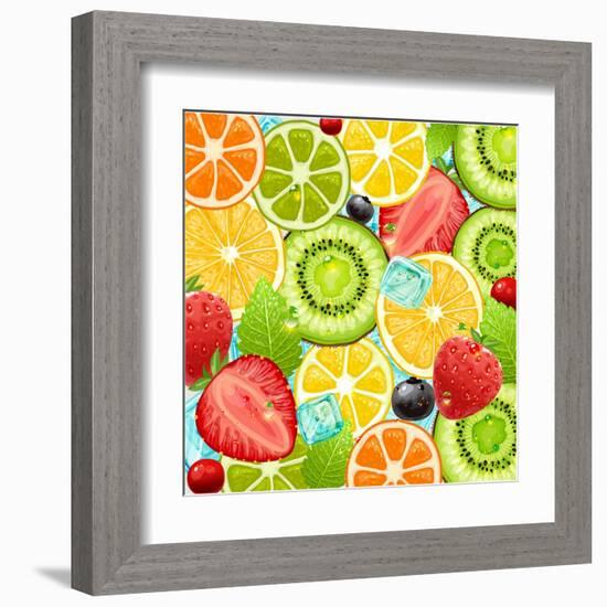 Summer Holidays Set With Cocktail Fruits And Berries-Ozerina Anna-Framed Art Print