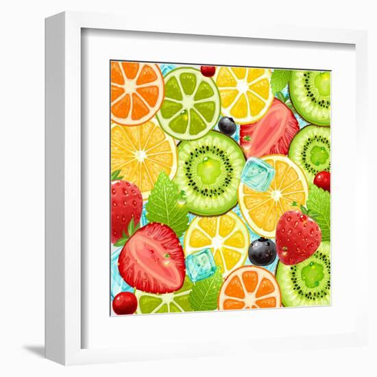 Summer Holidays Set With Cocktail Fruits And Berries-Ozerina Anna-Framed Art Print
