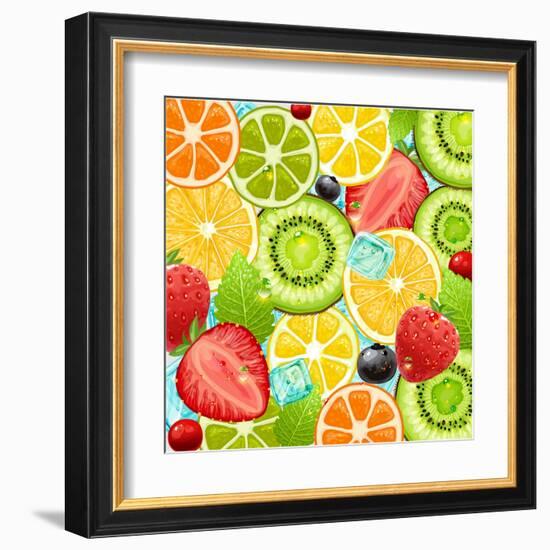 Summer Holidays Set With Cocktail Fruits And Berries-Ozerina Anna-Framed Art Print